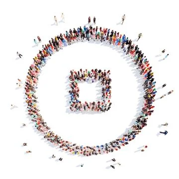 People in the shape of a button play Stock Illustration