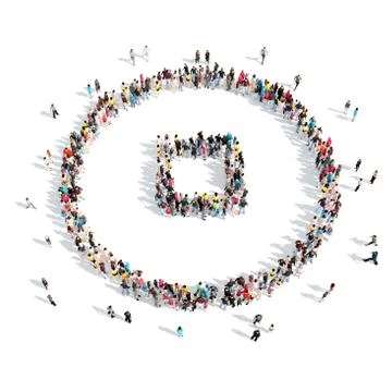 People in the shape of a button play Stock Illustration