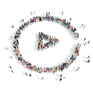 People in the shape of a button play Stock Illustration