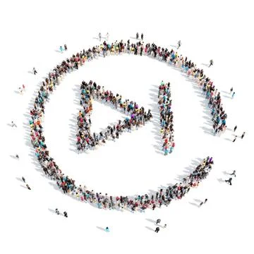 People in the shape of a button play Stock Illustration