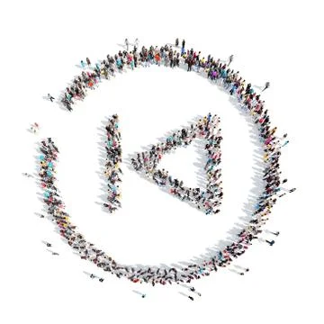 People in the shape of a button play Stock Illustration