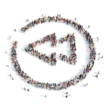 People in the shape of a button play Stock Illustration