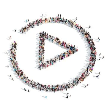 People in the shape of a button play Stock Illustration