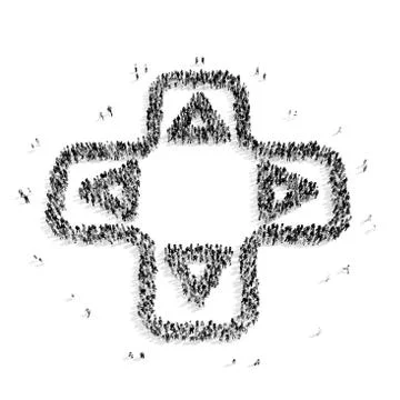 People in the shape of buttons, a joystick Stock Illustration