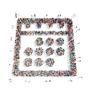 People in the shape of a calendar Stockillustratie