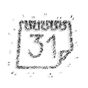 People in the shape of a calendar. Stock Illustration