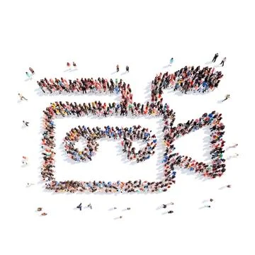 People in the shape of camera Stock Illustration