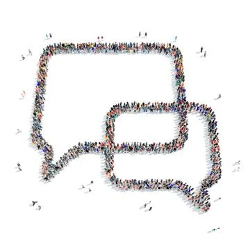 People  shape  chat bubble 3D Illustrazione stock