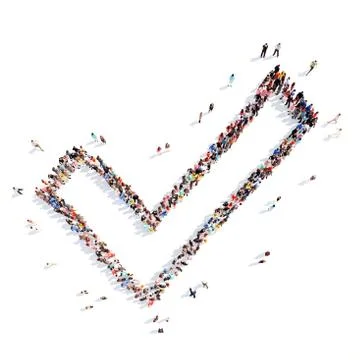 People in the shape of Check Mark Stock Illustration