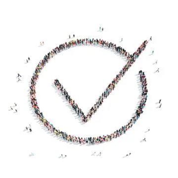 People in the shape of a check mark Stock Illustration