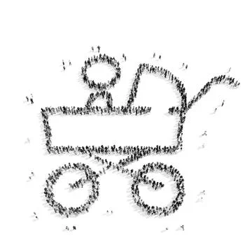 People shape  child stroller Stock Illustration
