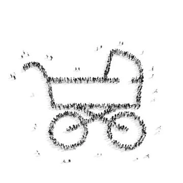 People shape  child stroller Stock Illustration