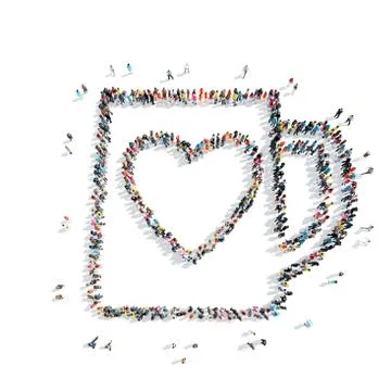 People in the shape of a circle, heart. Stock Illustration