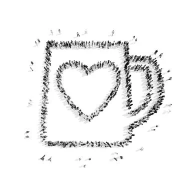 People in the shape of a circle, heart. Stock Illustration