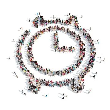 People in the shape of clock Stock Illustration