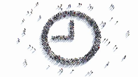 People shape of a clock , time sign. Vídeo Stock 79077400