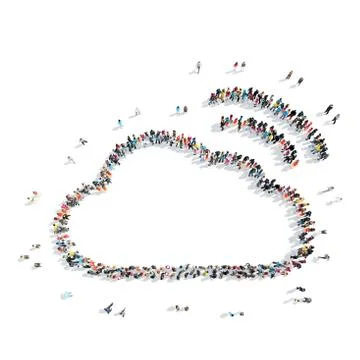 People  shape  cloud Wi fi Stock Illustration