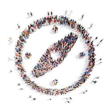 People in the shape of a compass Stock Illustration
