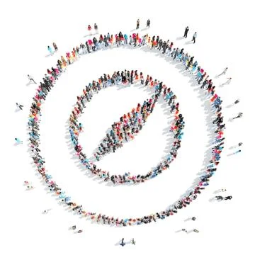 People in the shape of a compass. Stock Illustration