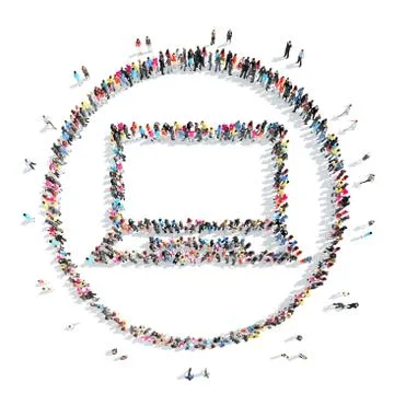 People in the shape of a computer Stock Illustration