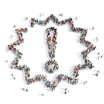 People in the shape of an exclamation mark Stock Illustration