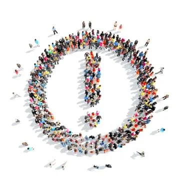 People in the shape of an exclamation mark Stock Illustration