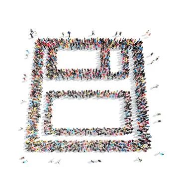 People in the shape of a floppy disk Stock Illustration