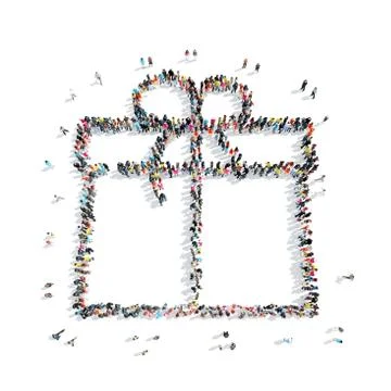 People in the shape of a gift. Stock Illustration