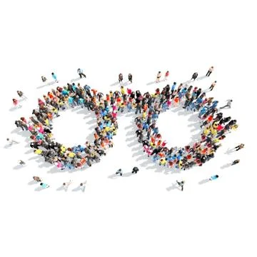 People in the shape of glasses Stock Illustration