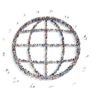 People  shape  Globe icon Stock Illustration