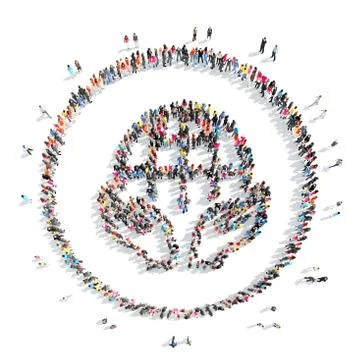 People in the shape of a globe . Stock Illustration