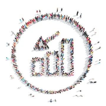 People in the shape of a graph. Stock Illustration