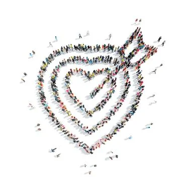 People in the shape of heart . Stock Illustration