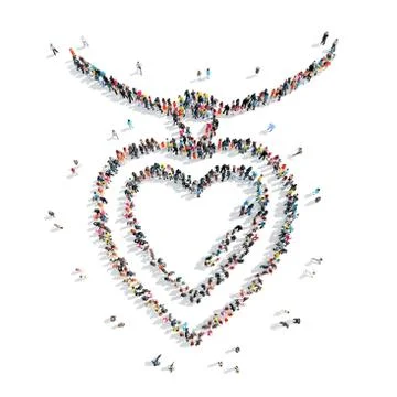 People in the shape of heart . Stock Illustration