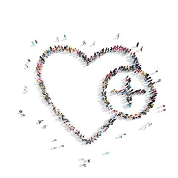 People in the shape of heart . Stock Illustration