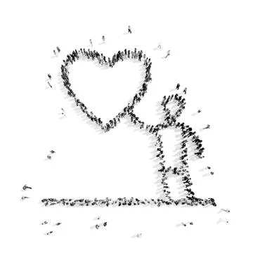 People in the shape of heart . Stock Illustration