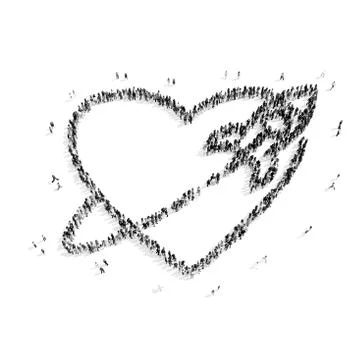 People in the shape of heart . Stock Illustration
