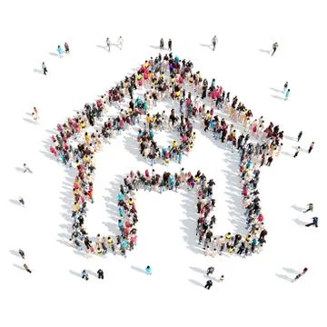 People in the shape of a house Stock Illustration