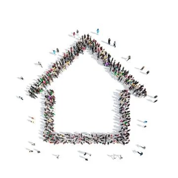 People in the shape of a house Stock Illustration