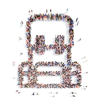 People in the shape of a knapsack Stock Illustration