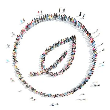 People in the shape of a leaf. Stock Illustration