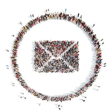 People in the shape of a letter Stock Illustration