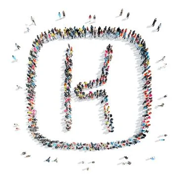 People in the shape of letters. Illustrazione stock