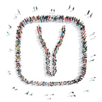 People in the shape of letters. Stock Illustration