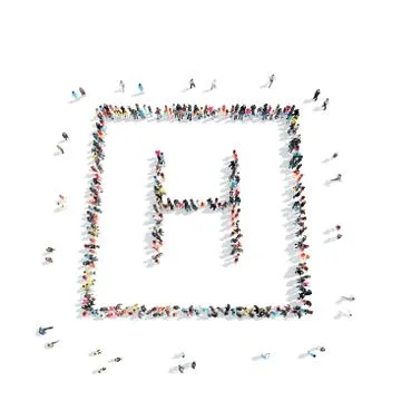 People in the shape of letters. Illustrazione stock