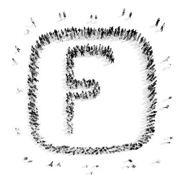 People in the shape of letters. Stock Illustration