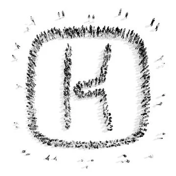 People in the shape of letters. Stock Illustration