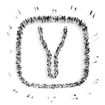 People in the shape of letters. Illustrazione stock