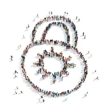 People shape  lock  cartoon Stock Illustration
