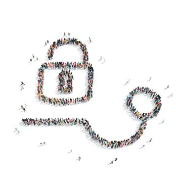 People  shape  lock  flashmob Illustrazione stock